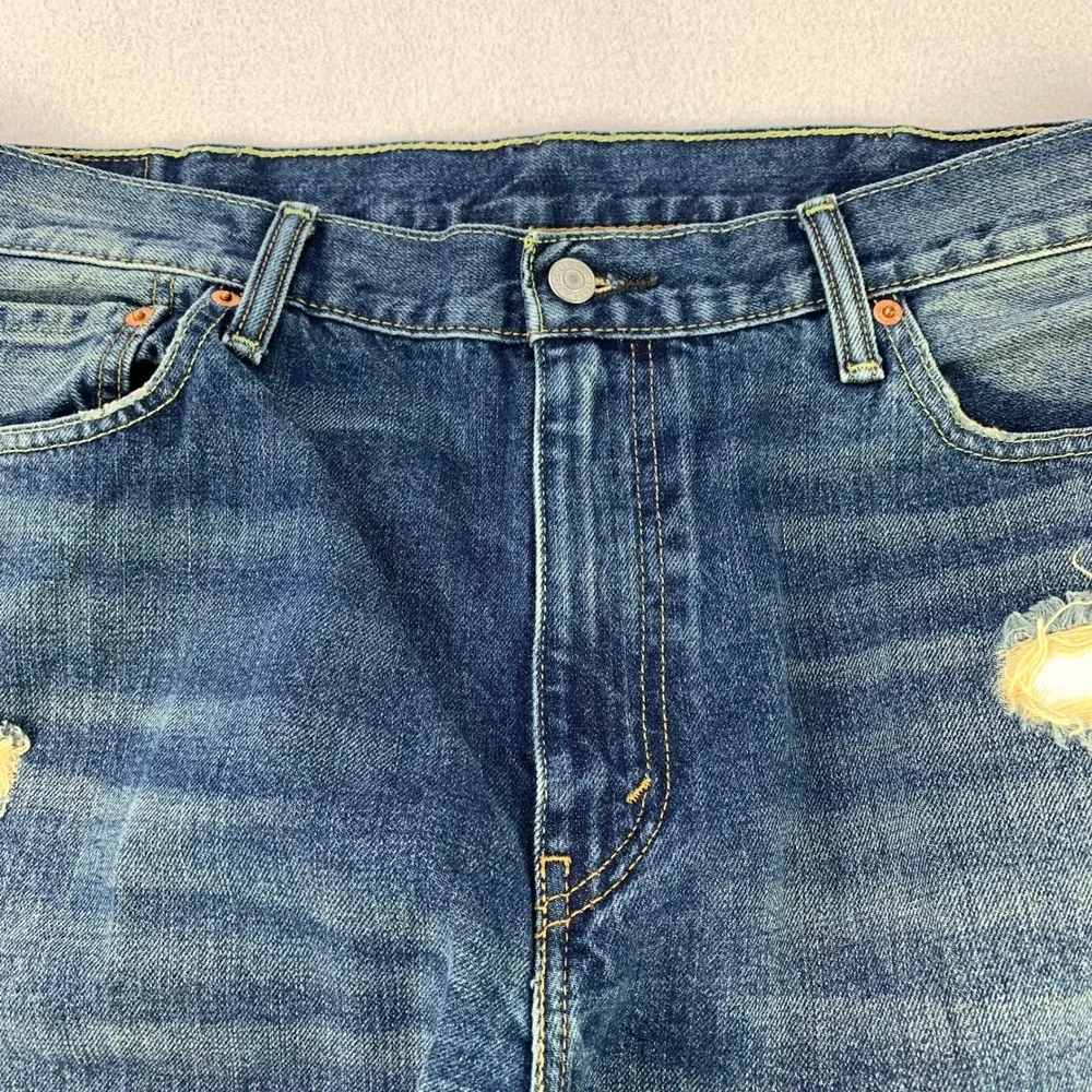 Levis 511 Slim Jeans Mens W40 L30 Blue Distressed Denim Straight Leg